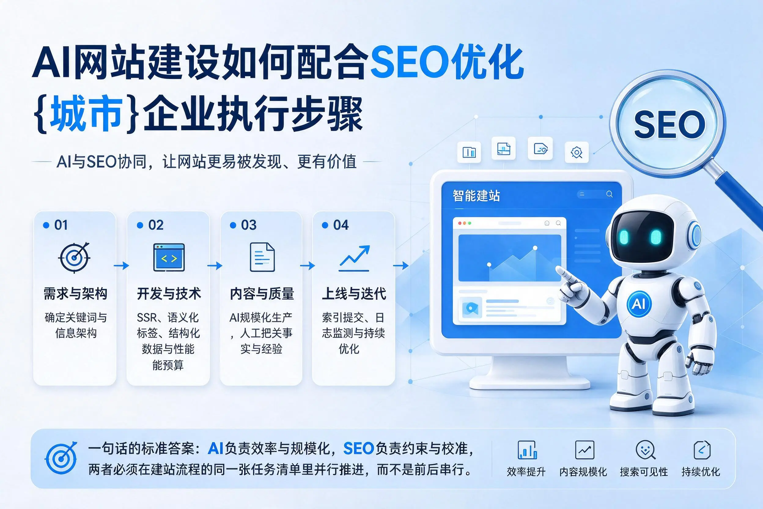 AI网站建设如何配合SEO优化，六盘水企业执行步骤