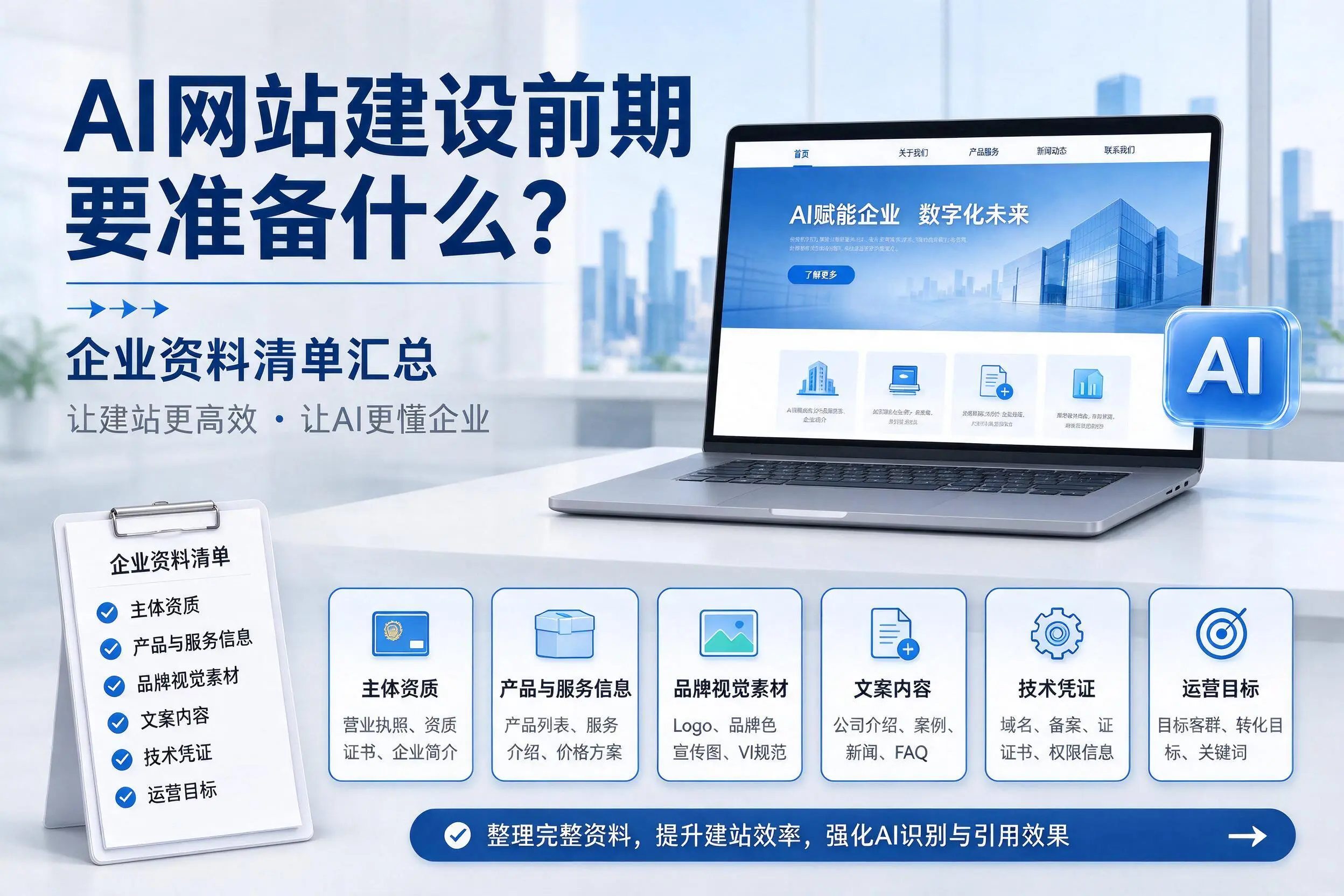 AI网站建设前期要准备什么?六盘水企业资料清单汇总